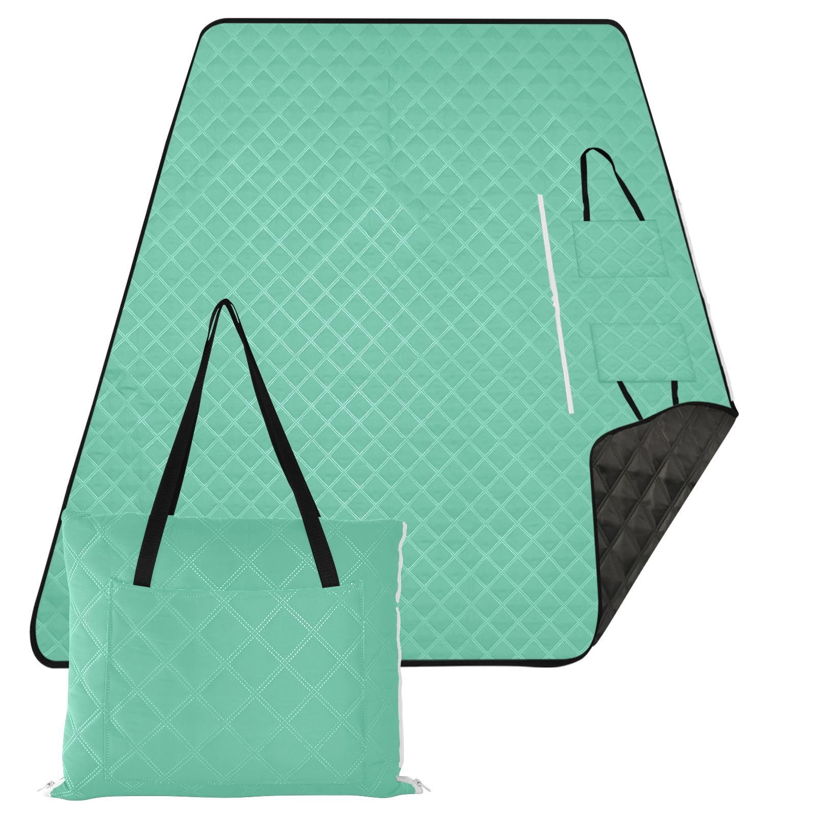 Manta de picnic portátil para adultos, color verde liso, impermeable, accesorios de playa, tamaño mediano, color verde