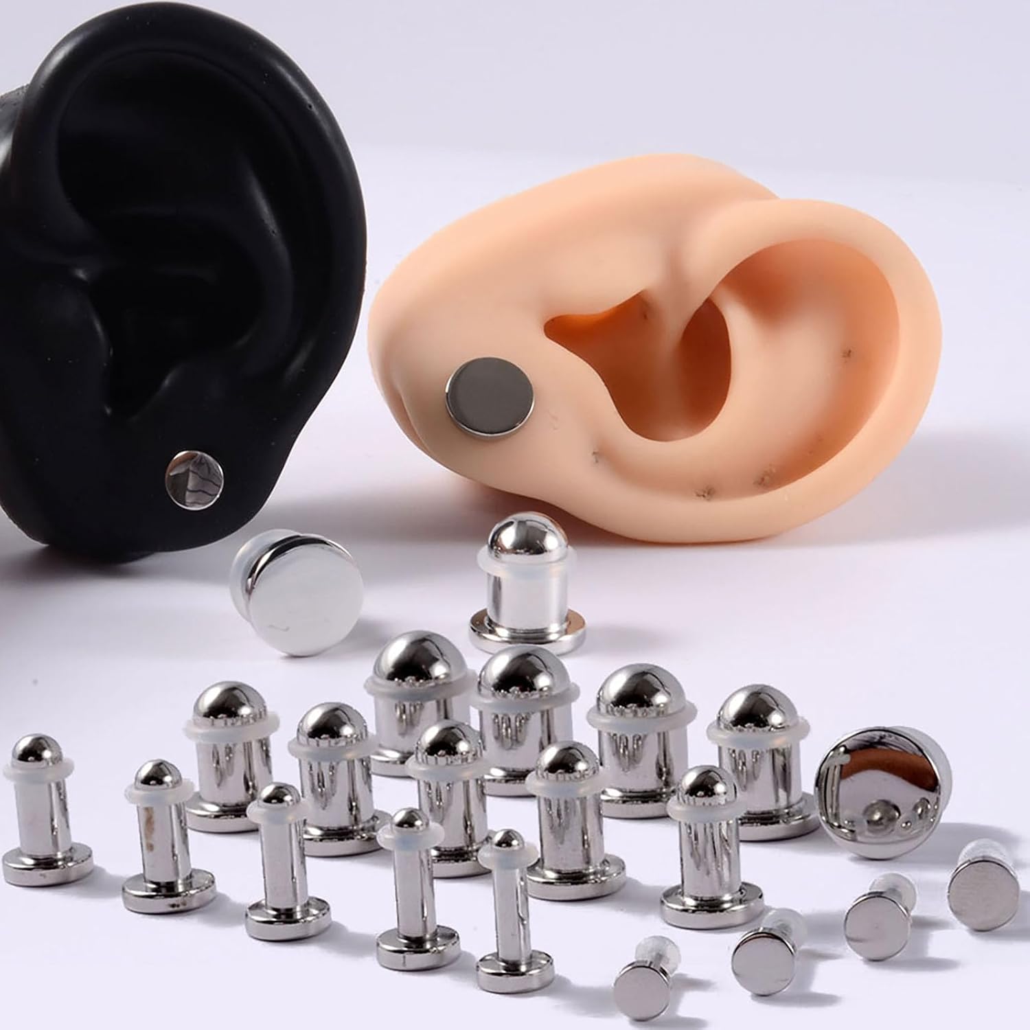 19PCS Mirror Surface Cylinder Ear Plugs Surgical Steel Ear Gauges Expander Stretcher Ear Taper Body Piercing Jewelry 1mm-10mm