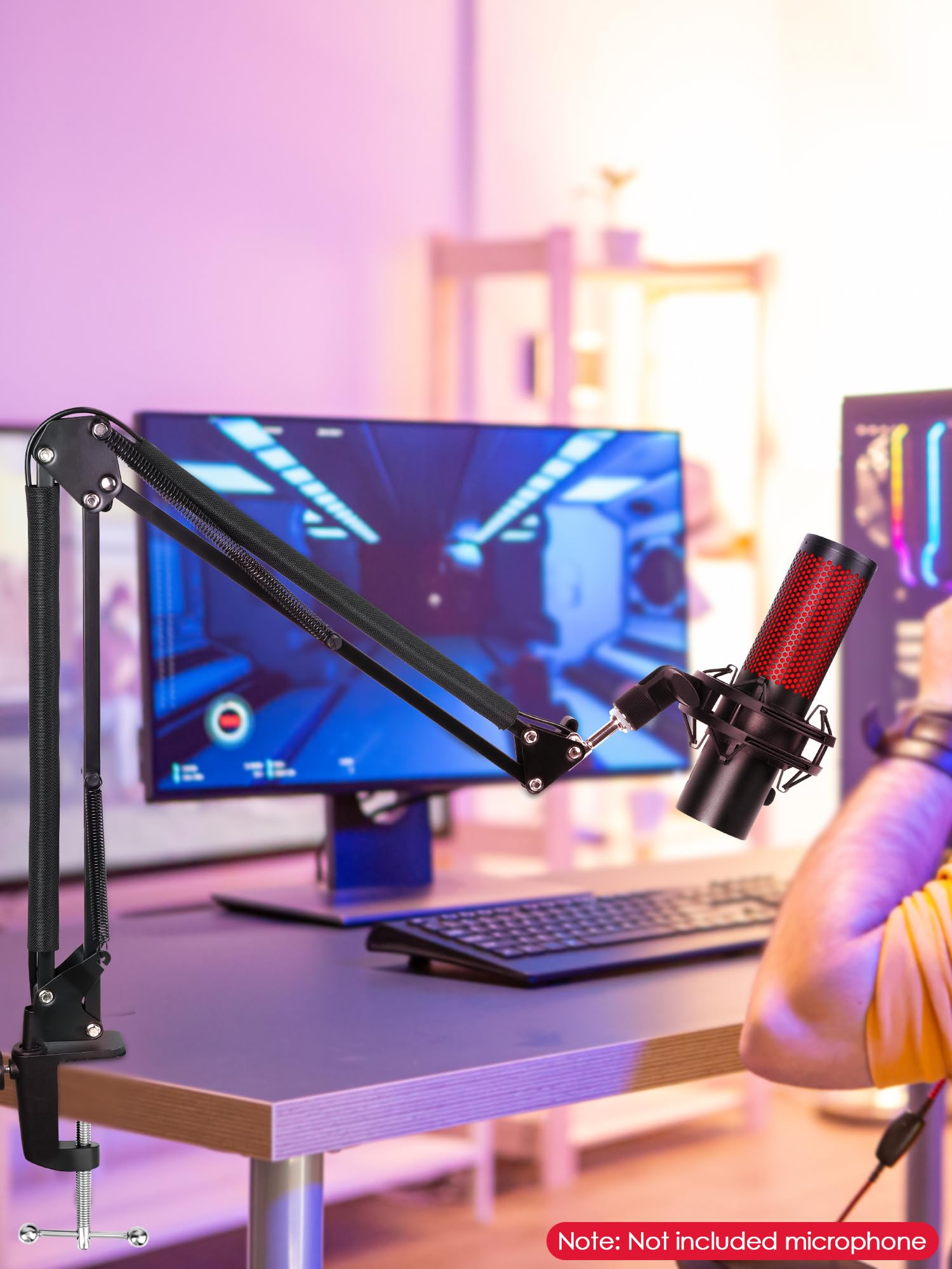 YOUSHARES Mikrofonarm für HyperX QuadCast 2/2 S - Profi Mic Arm mit Kabelklemme kompatibel mit HyperX QuadCast, QuadCast S, SoloCast Mikrofon, Mikrofonarm Tisch für Streaming, Gaming, Podcasting