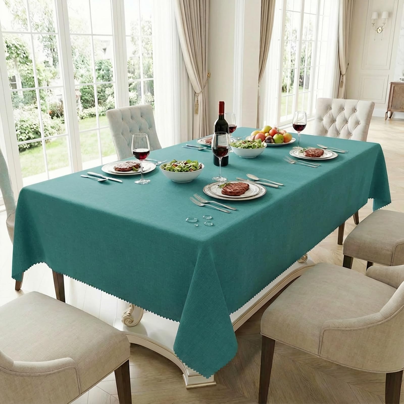 HX&OD Rectangular Tablecloth Cationic Fabric Waterproof Stain Resistant Wrinkle-Resistant for Home/Decoration/Party/Buffet/Wedding/Dining Room/Camping