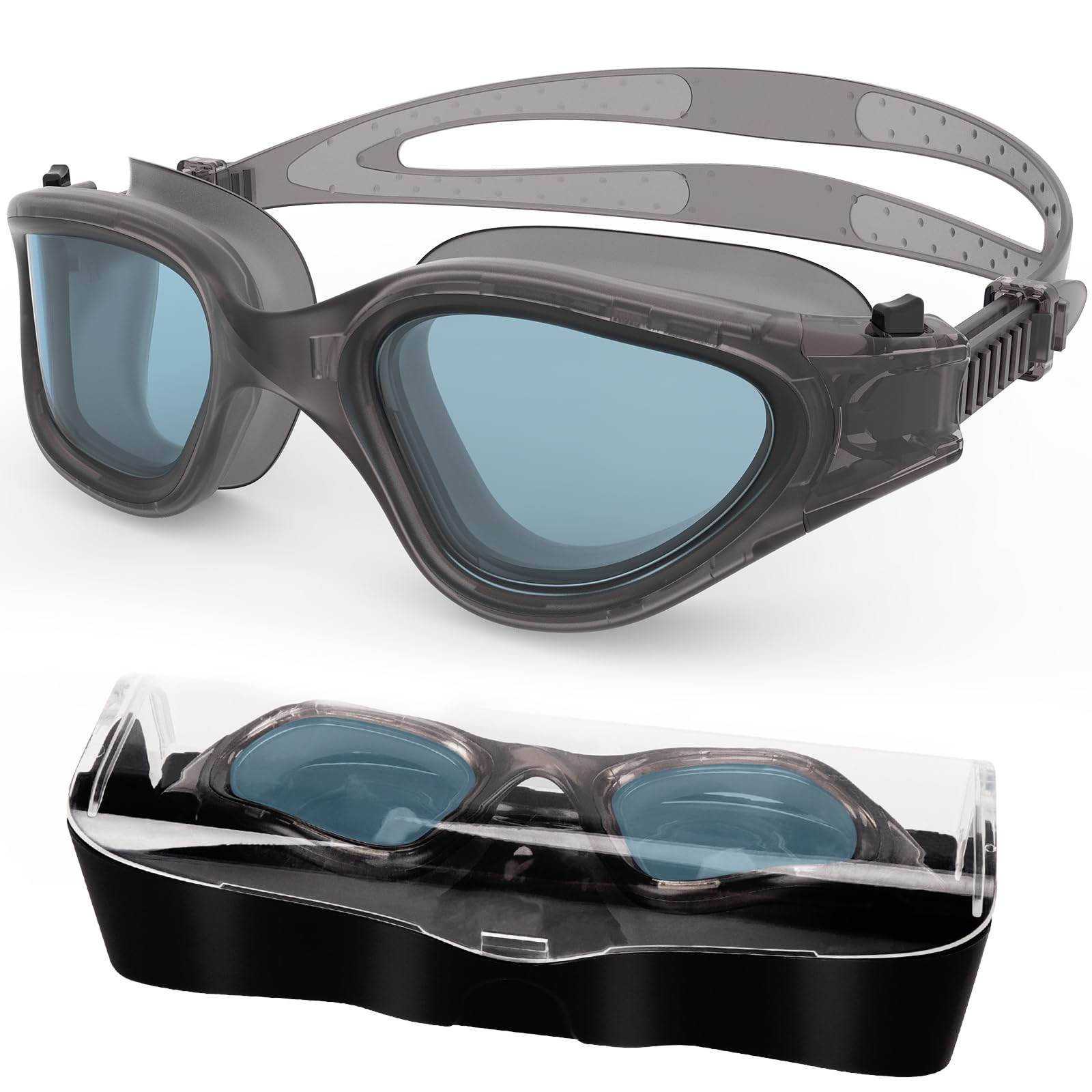 Polarized Swimming Goggles Anti Fog Anti UV No Leakage, Swim Goggles with Soft Silicone Clear Vision Easy to Adjust for Adults Men Women Teenager