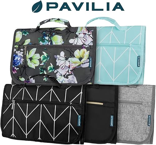 Miniatura 8 de PAVILIA Neceser colgante para mujeres y hombres, kit de viaje plegable grande, organizador de artículos de aseo personal, bolsa de maquillaje Teal