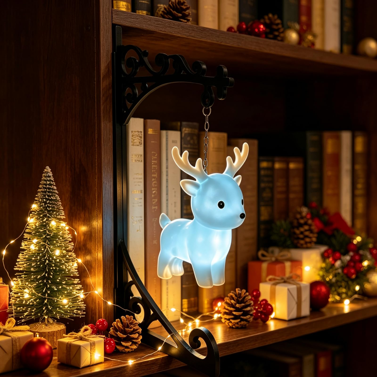 Vintage LED Nachtlicht mit Eulenmotiv, Dekorative Bücherregal Lampe, Warmes Licht für Schreibtisch, Leseecke & Innendekoration (Light Blue,15cm)