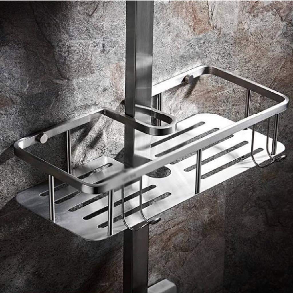 Estante de baño Almacenamiento de baño, Estante de baño Organizador Almacenamiento Estante de cocina con adhesivo Transparente sin rastro sin perforación Acero inoxidable