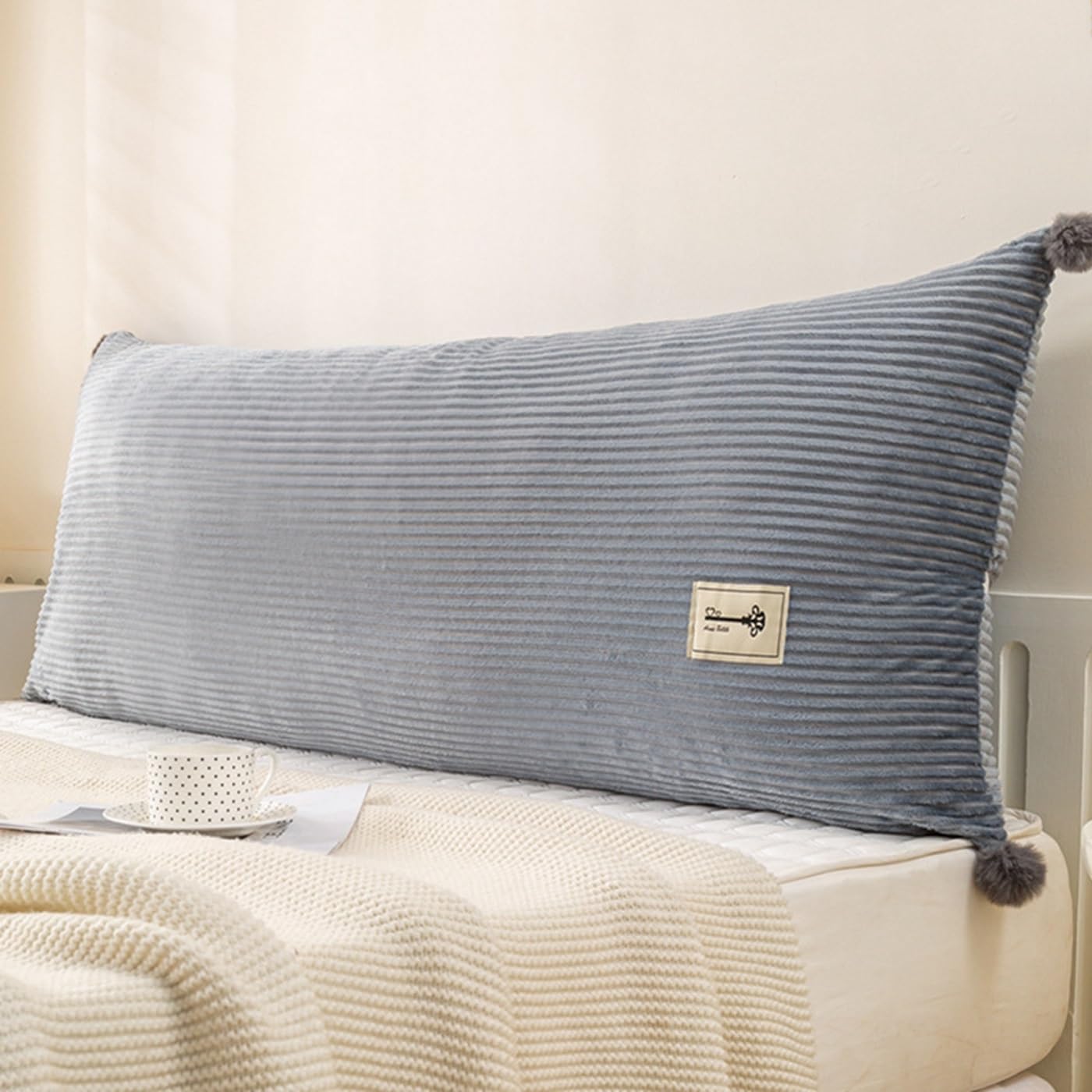 YAZWRJLM Headboard Cushion With Ties,small Double/Large Comfy Reading Pillows For Beds And Sofas,Back Lumbar Bolster Support Pillow For Metal Bed (Color : Light gray, Size : 90x50cm)