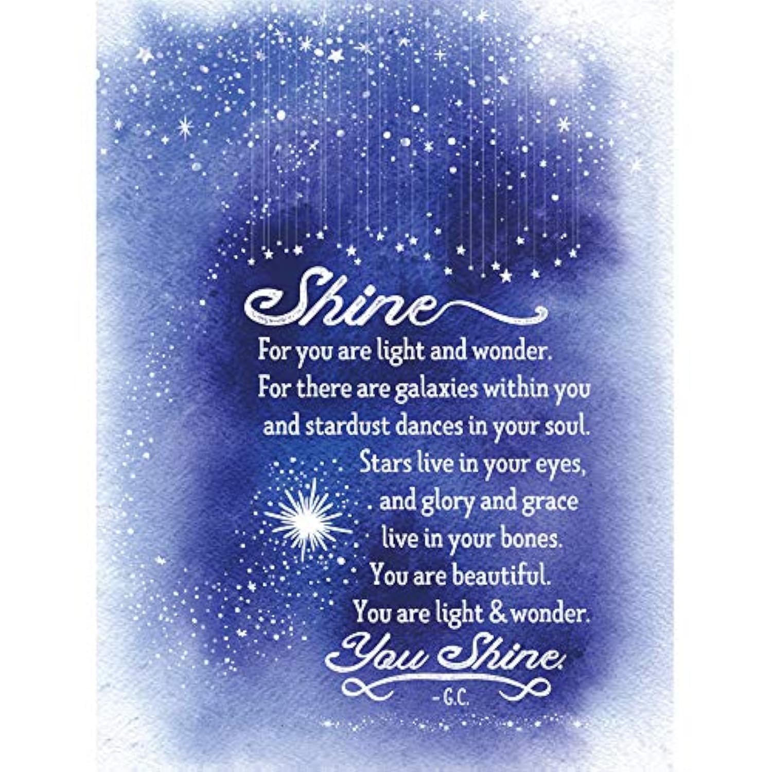 Wee Blue Coo Quote Shine Stars Unframed Art Print Poster Wall Decor 12X16 Inch