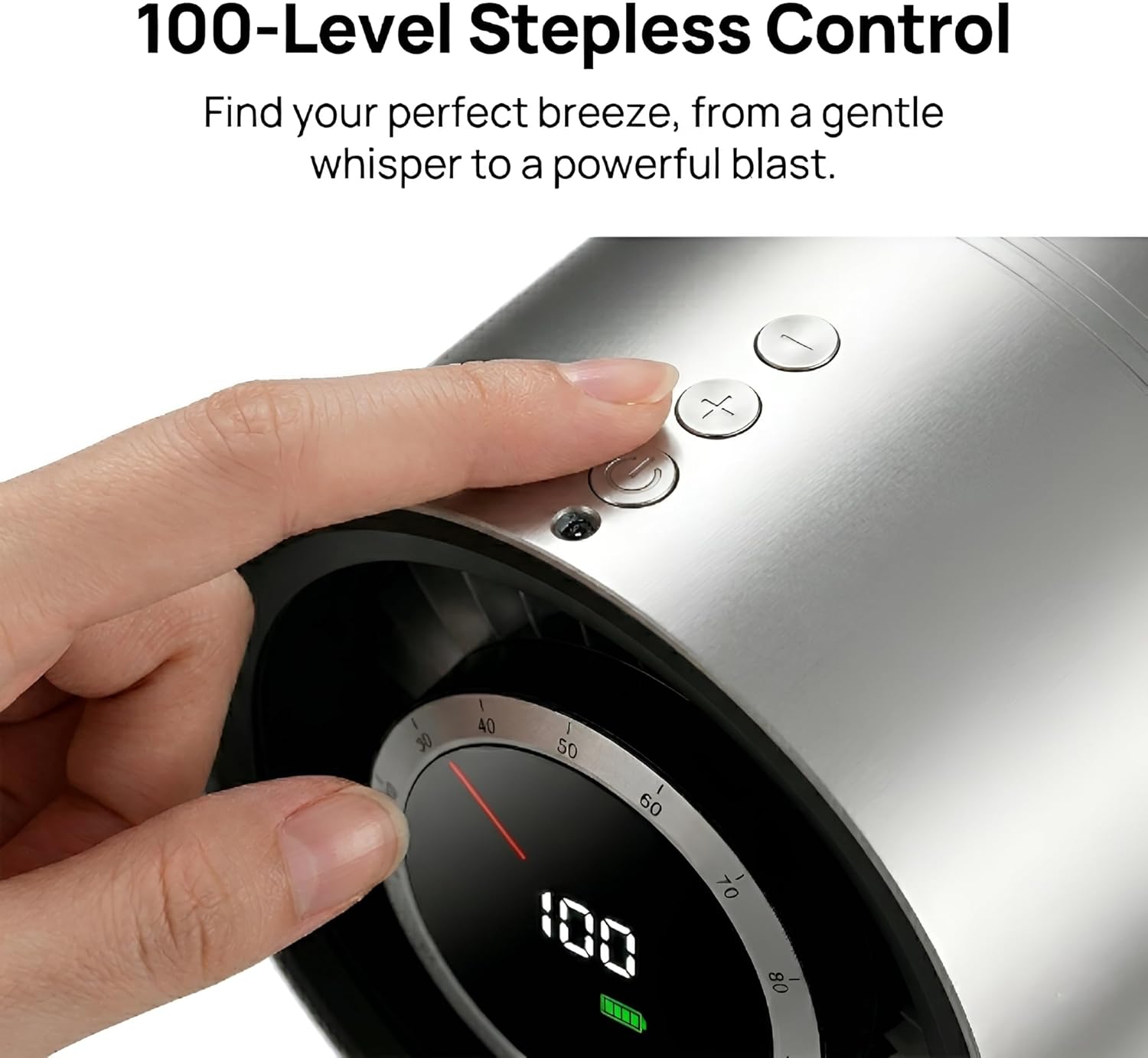 Desk Fan, Small Quiet Battery Powered Fan, 4000mAh Rechargeable Portable Fan with Stepless Speed Control, USB Powered Desktop Personal Fan for Bedroom, Office, Travel, Dorm. Full Metal Housing.