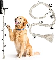 RAINFLOW Dog Potty Training Bells - Adjustable Handmade Door Bells for Puppies Dogs, Loud Wear-Resistant Polyester Cotton Beige