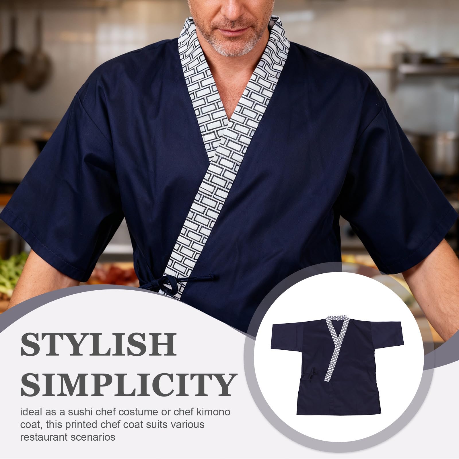 Healvian Cappotto da Cuoco di Sushi Unisex, Kimono da Cuoco Giapponese, Abbigliamento da Lavoro per Cameriere da Cucina, per Donne e Uomini, Abbigliamento da Lavoro per ristoranti e cucine