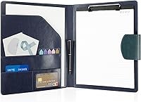 Vista 11 de Carpeta portafolio con portapapeles, carpeta organizadora de portafolios de cuero con cubierta de cierre magnético para entrevista, currículum