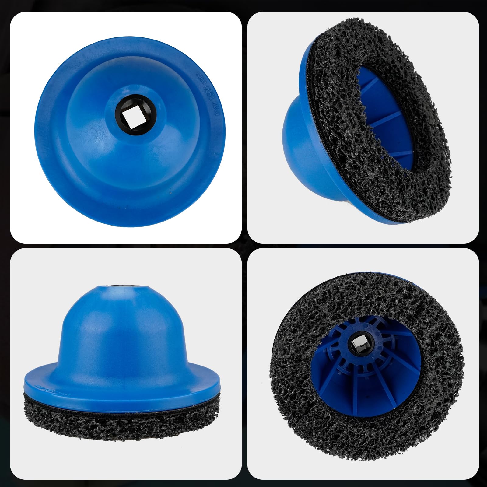 APAKA Smerigliatrice per Mozzo Ruota Auto, Pulitore Mozzo Ruota, Interno 90 mm Esterno 150 mm, per Cambio Pneumatici, Rimozione della Ruggine, Pulizia Mozzi, Carburo di Silicio, Azionamento da 1/2"