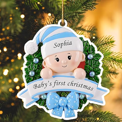 Adorno de primera Navidad de bebé 2024  Primera Navidad del bebé, nombre personalizado y año para niñas recién nacidas, adorno de recuerdo,
