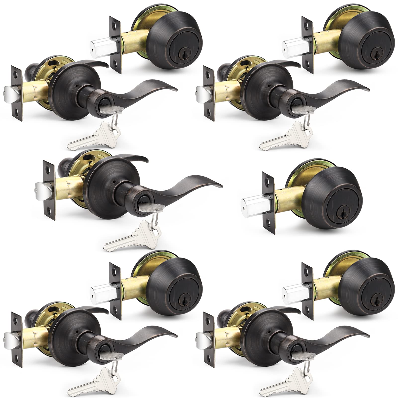 Probrico Door Handle Set - Satin Nickel -12