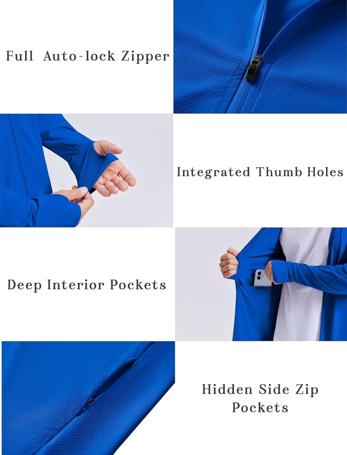 PINSPARK Men's UPF50+ Full Zip Outdoor Hoodies Lightweight Sun Protection Long Sleeve Jacket for Fishing Hiking with Pockets
