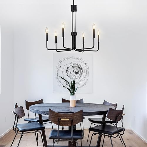 Miniatura 6 de Candelabros negros para comedor, lámpara de comedor sobre mesa, 6 lámparas modernas de granja, lámpara colgante de 28 pulgadas para comedor, altura