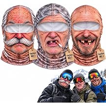 Funny Realistic Face Ski Mask for Adults, Novelty Full Head Winter Balaclava with Eye Opening, Hilarious Costume Mask