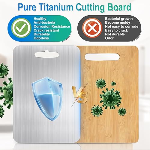 Miniatura 3 de Tabla de cortar de titanio para cocina, tabla de cortar de titanio 100% puro, tabla de cortar de doble cara de grado alimenticio, duradera, higiene,
