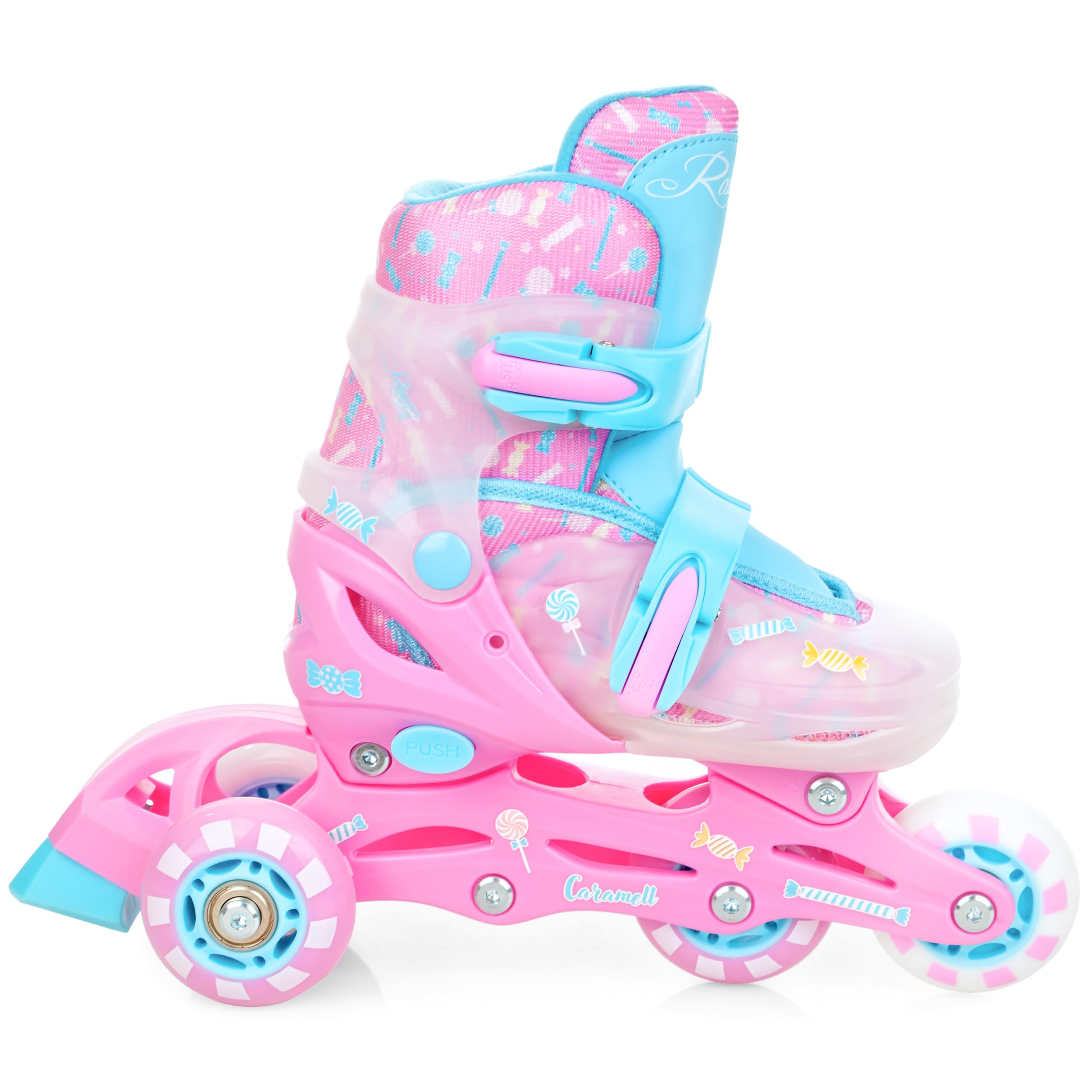 Patines en línea 4 en 1/triskates/Patines de Ruedas/Patines de Hielo Raven Lia Ajustable con Rueda LED