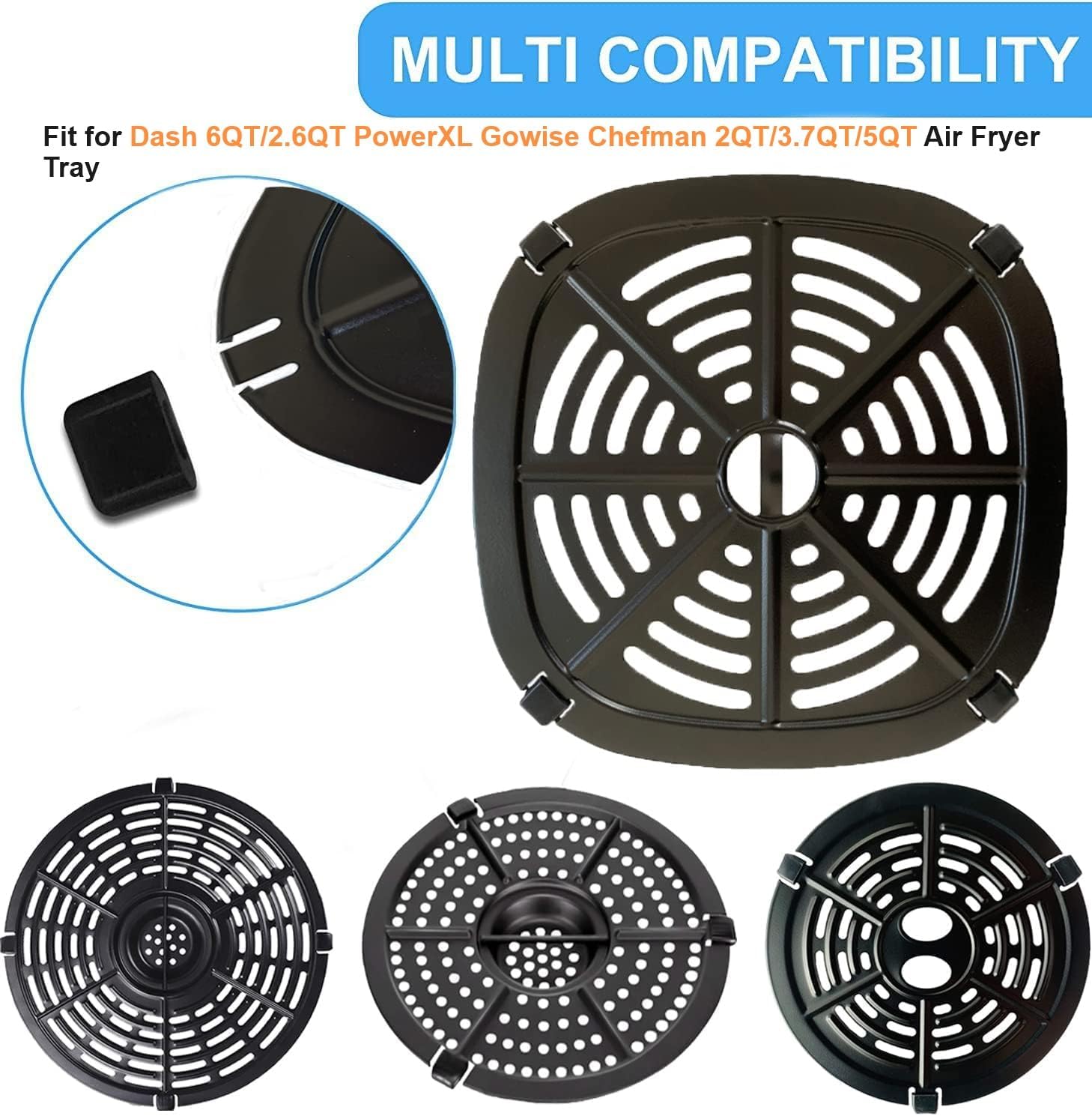 Air Fryer Rubber Tabs for Dash 6QT 2.6QT Air Fryers, Upgraded Air Fryer Silicone Rubber Bumpers Pieces Stoppers Tips side Parts for 2QT 3.7QT 5QT PowerXL Gowise Chefman Air Fryer Tray