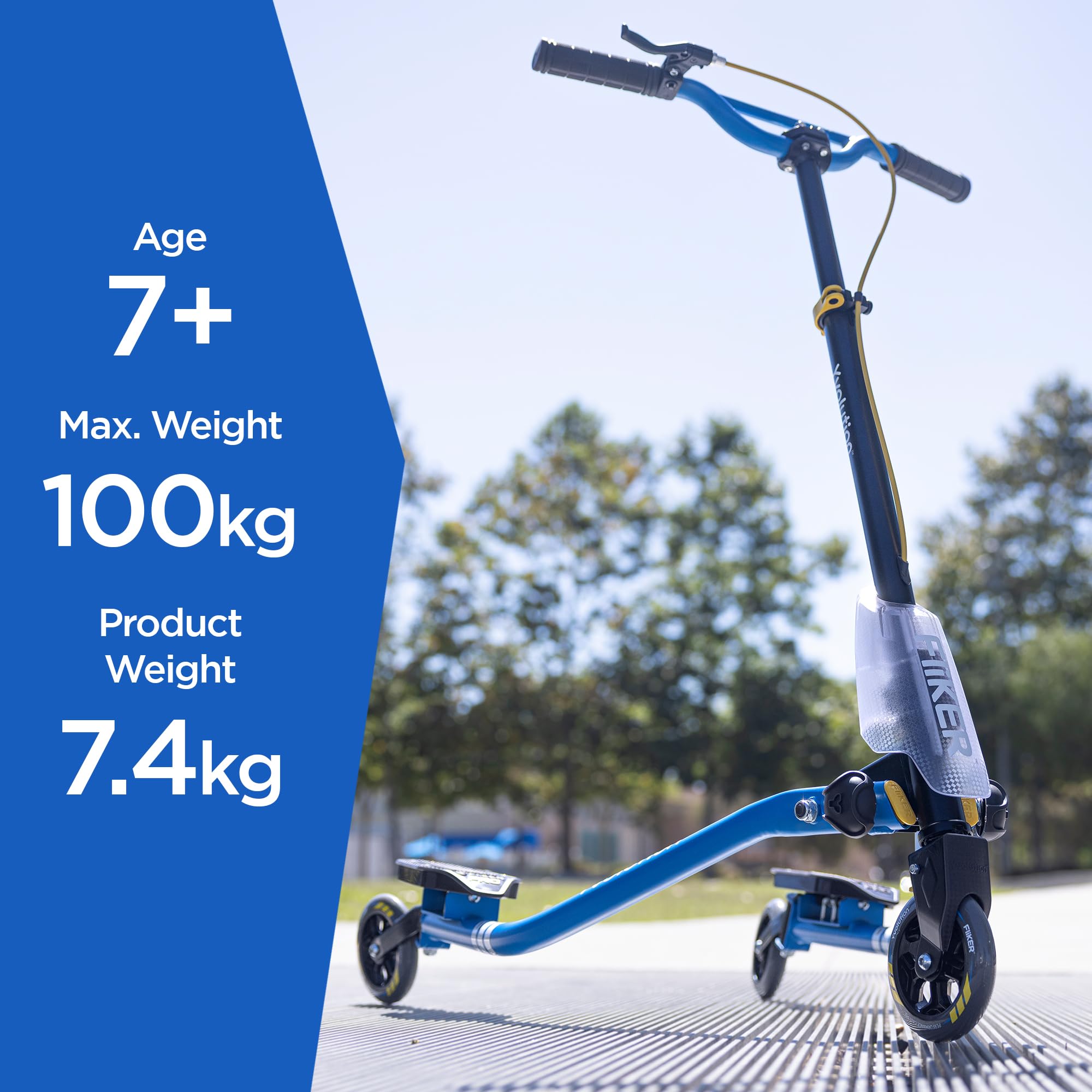 Yvolution Scooter Fliker Pro Kids Drift preto/amarelo, guidão