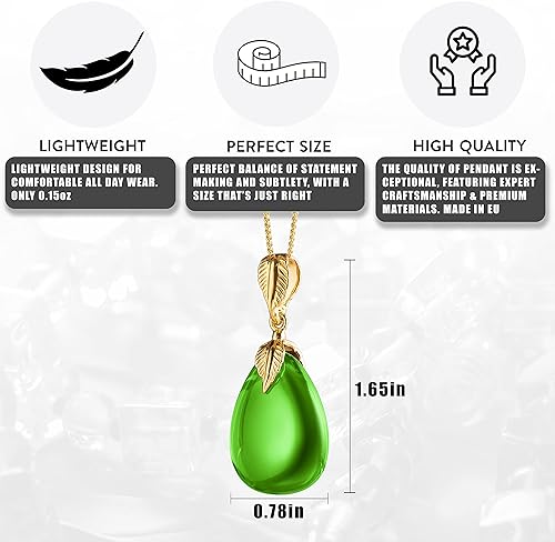 Miniatura 2 de Amber by Mazukna - Natural Amber Pendant Necklace for Women, 18 inches Gold Plated Sterling Silver Chain, Light Weight Gemstone Drop Pendant