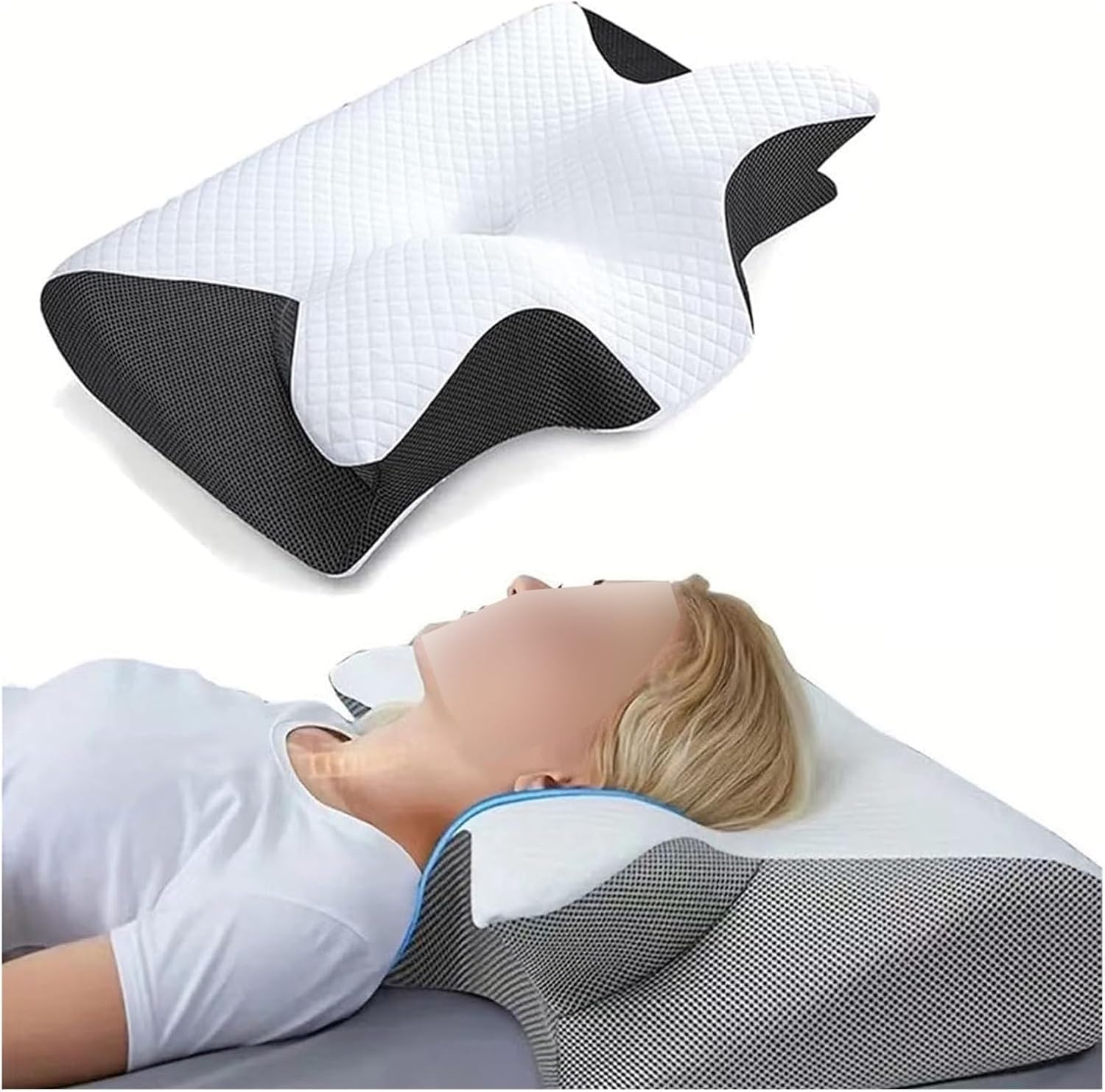 Poduszka Ortopedyczna, Pod Szyję, Łagodząca Dyskomfort, Ergonomiczna, Ze Zdejmowanym Pokrowcem, Łatwym Do Czyszczenia(Black)