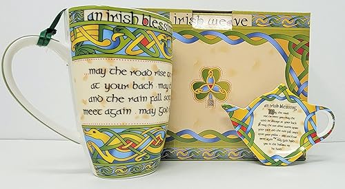 Miniatura 3 de Royal Tara Irish Blessing Set - Taza de porcelana de hueso de 14 onzas líquidas, caja de tejido irlandés, té, bolsas de té sueltas de hojas y