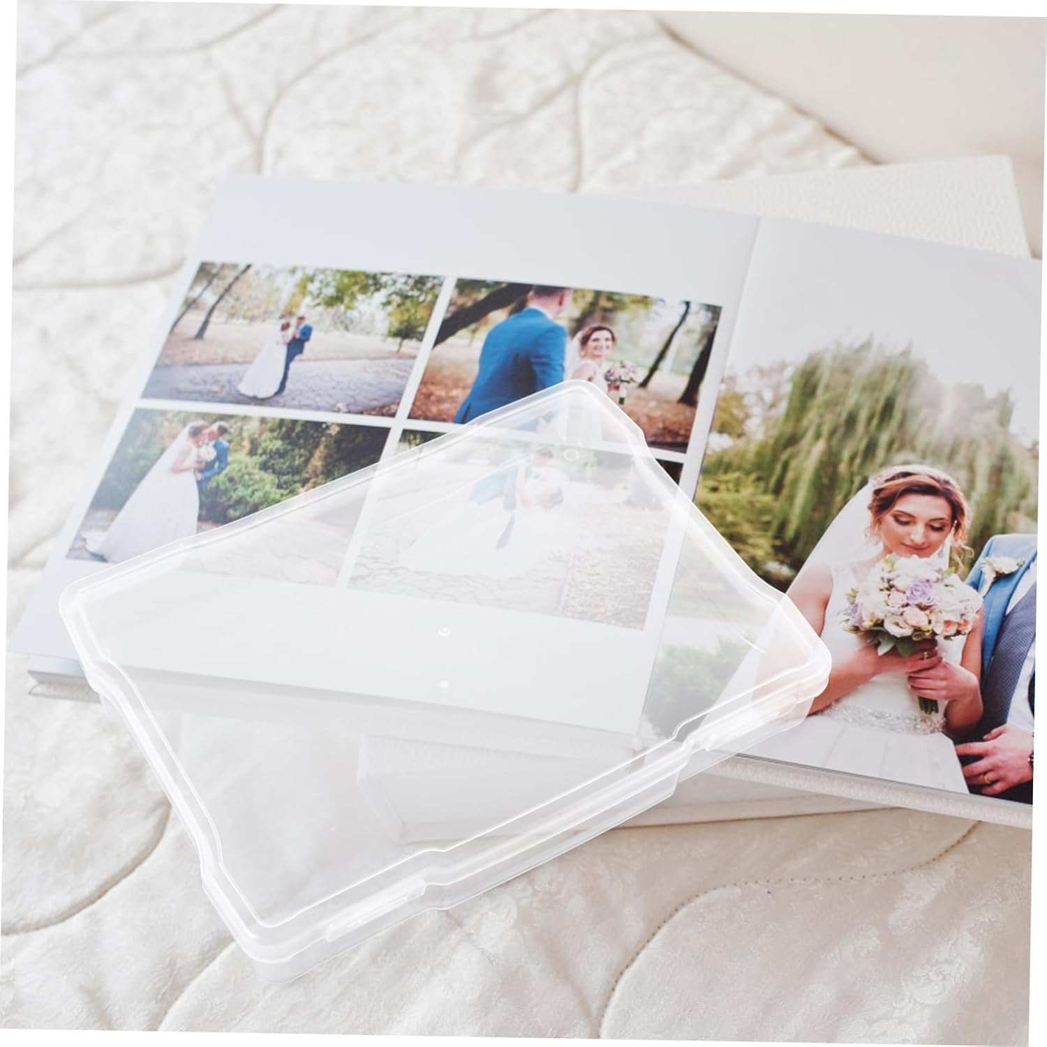 1set Photo Organizer Storage Case Multi-function Transparent Box for Cards Crafts and Items Material Individual Compartments for Home Organization