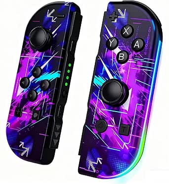 Switch Controller Compatible with Switch/OLED/Lite, Switch Joypad Replacement Controller with RGB, Left and Right Wireless Switch Handheld Controller (Purple Number)