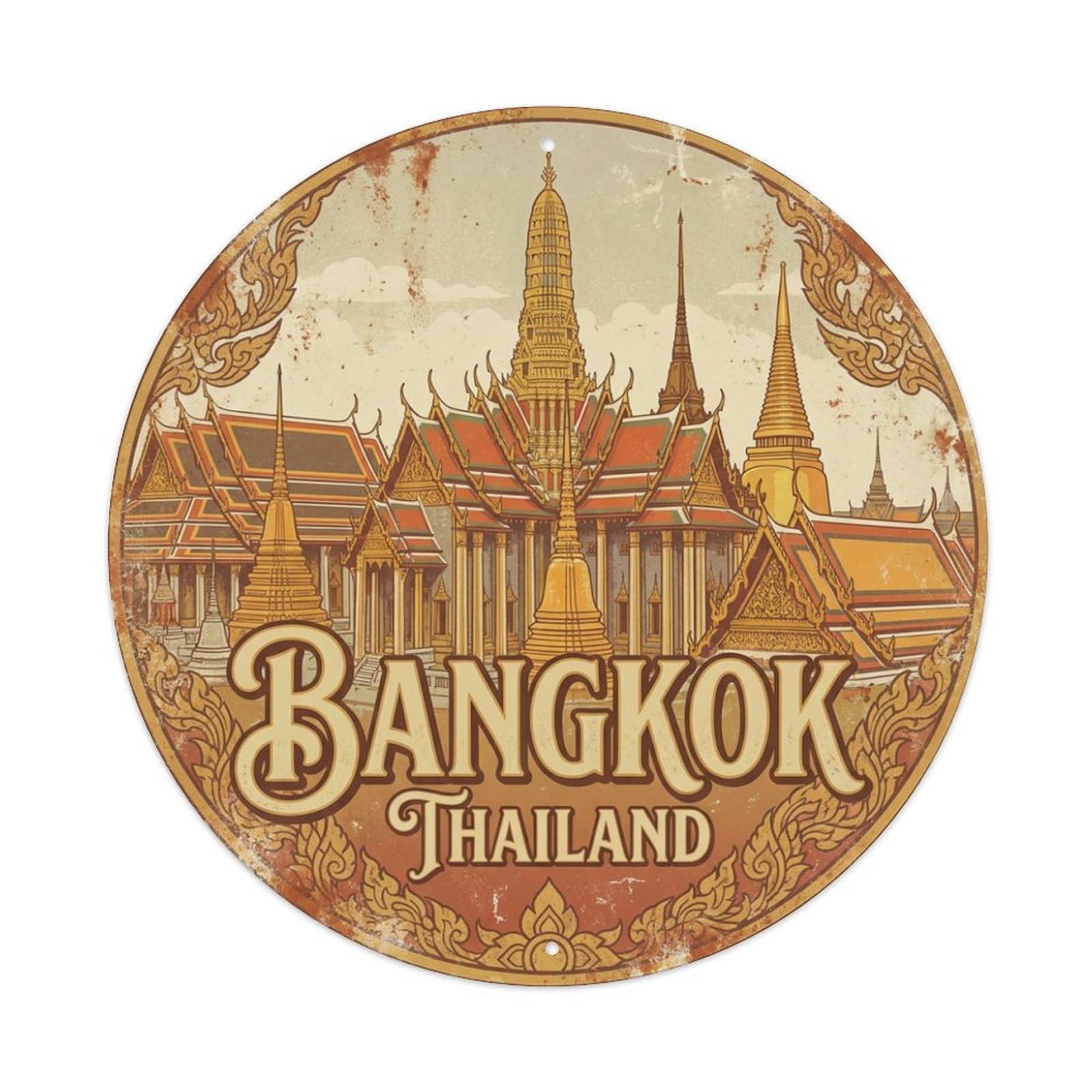 Vintage Travel Thailand Bangkok Metal Tin Sign