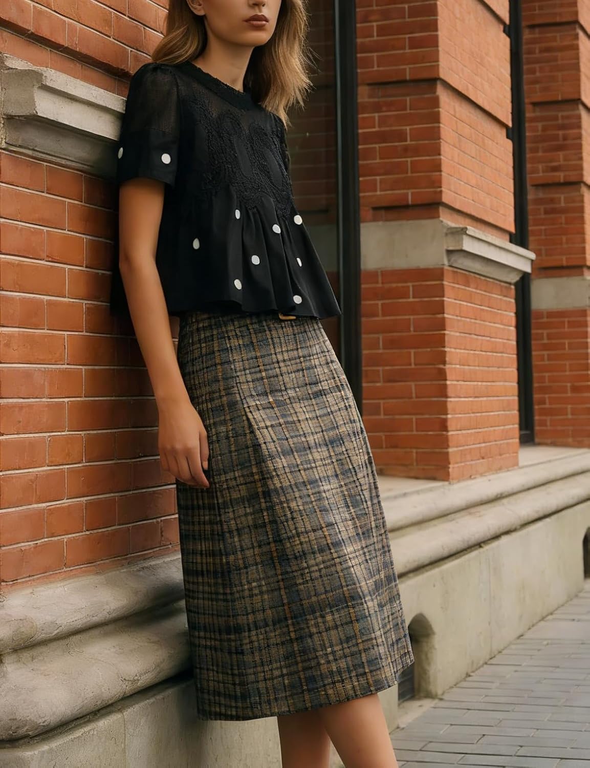 Women’s Lace Flared Short Sleeve Blouse Lace Poplin Ruffle Mesh Crew Neck Swing Babydoll Tops Elegant Loose Shirts