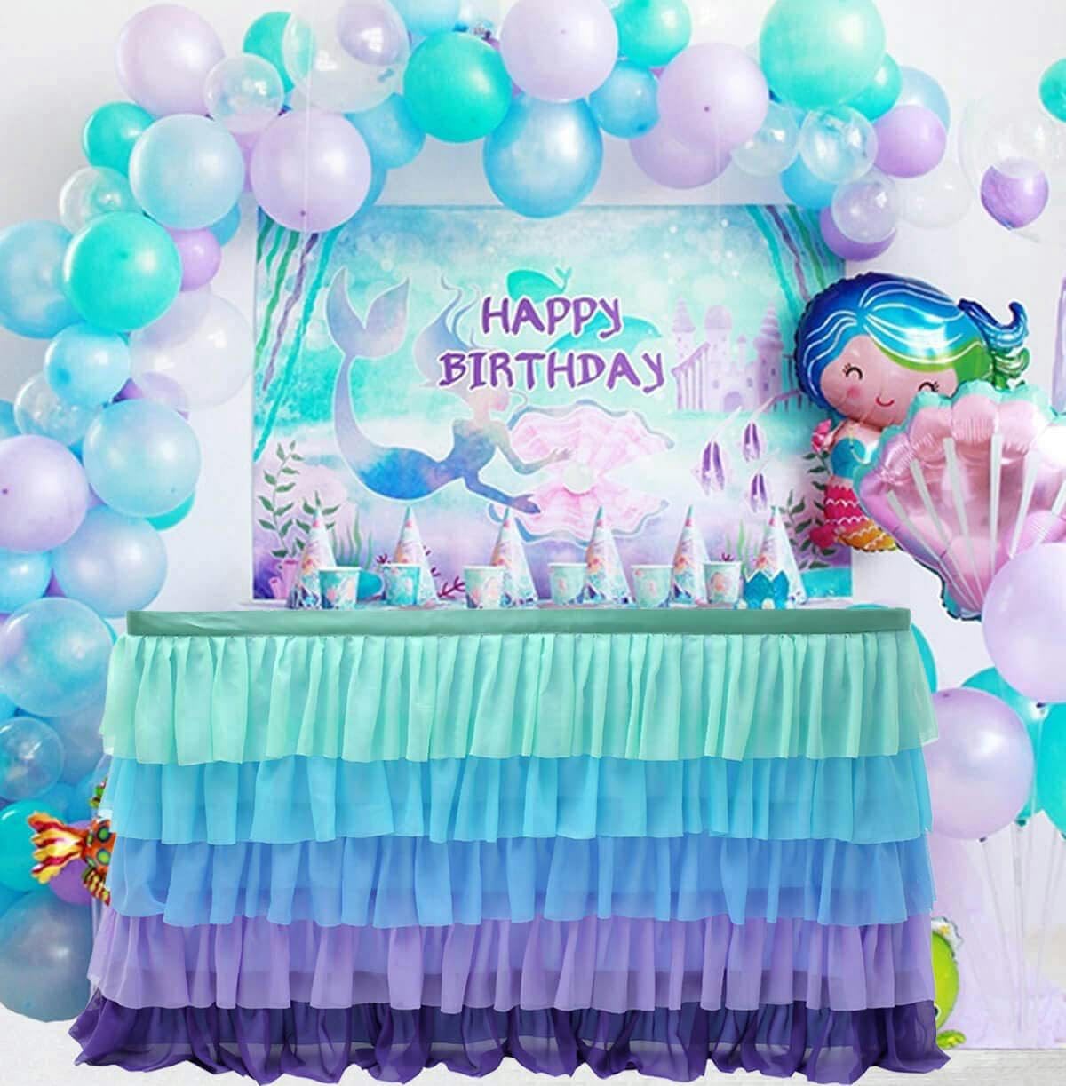 77 cm w kształcie fali siatka puszysta tutu tiulowa spódnica stołowa szyfonowa spódnica stołowa ślub na baby shower impreza falbana plisowana spódnica na stół