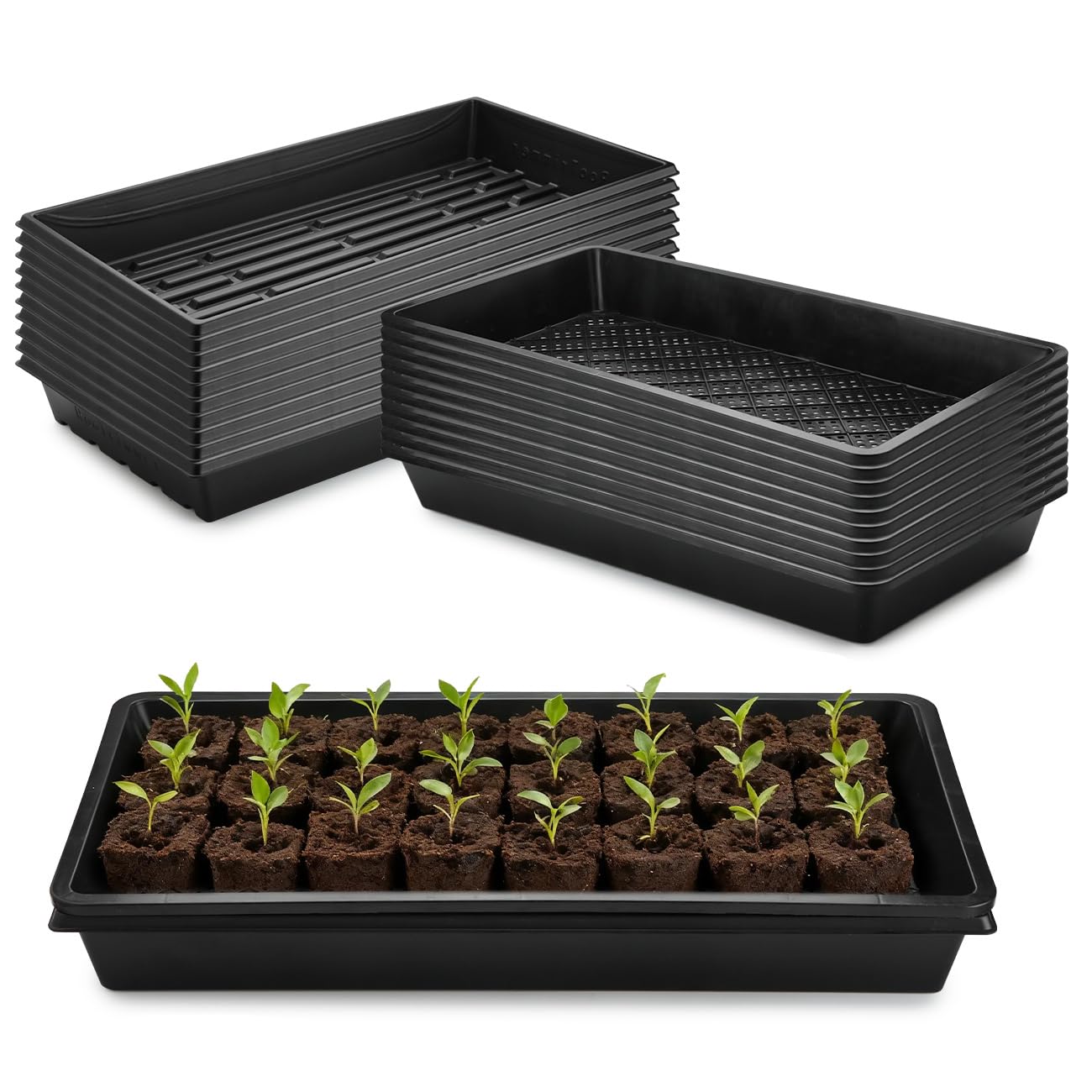 RooTrimmer Paquete de 10 bandejas 1020 y 10 bandejas de Malla 1020, 20 x 10 Pulgadas, Planos de propagación Resistentes para microverdes, Inicio de Semillas, Bloques de Tierra, hidroponía y Pasto de