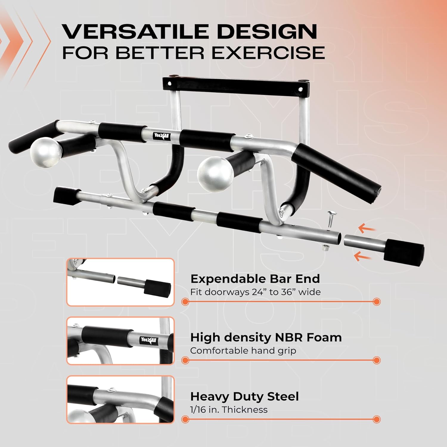 ProsourceFit MultiGrip ChinUp and PullUp Bar Heavy Duty Doorway