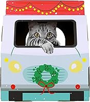 Vista 4 de Casa navideña para gatos y rascador para gatos con hierba gatera incluida