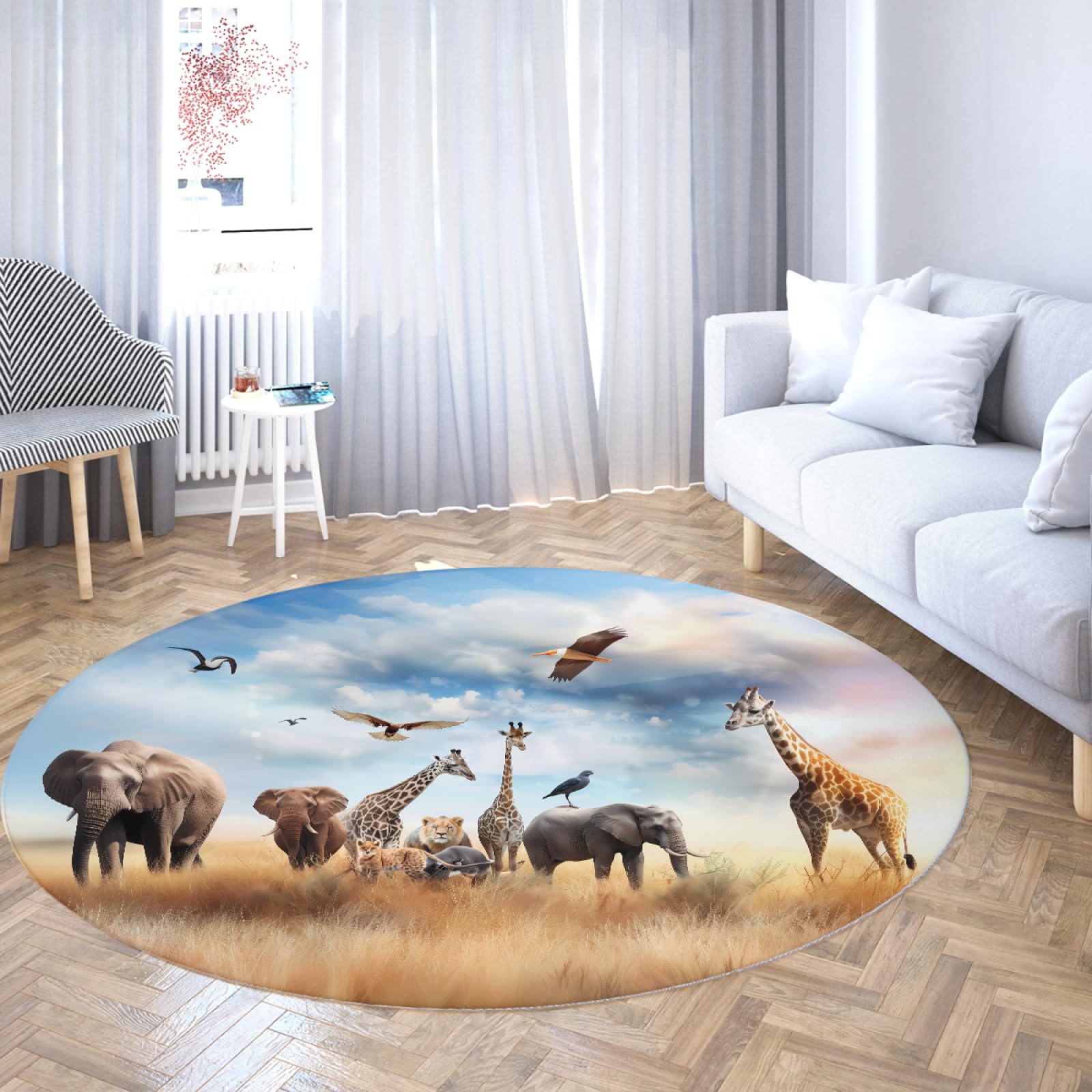 Tapis de pépinière antidérapant et lavable aux poils ras pour chambre