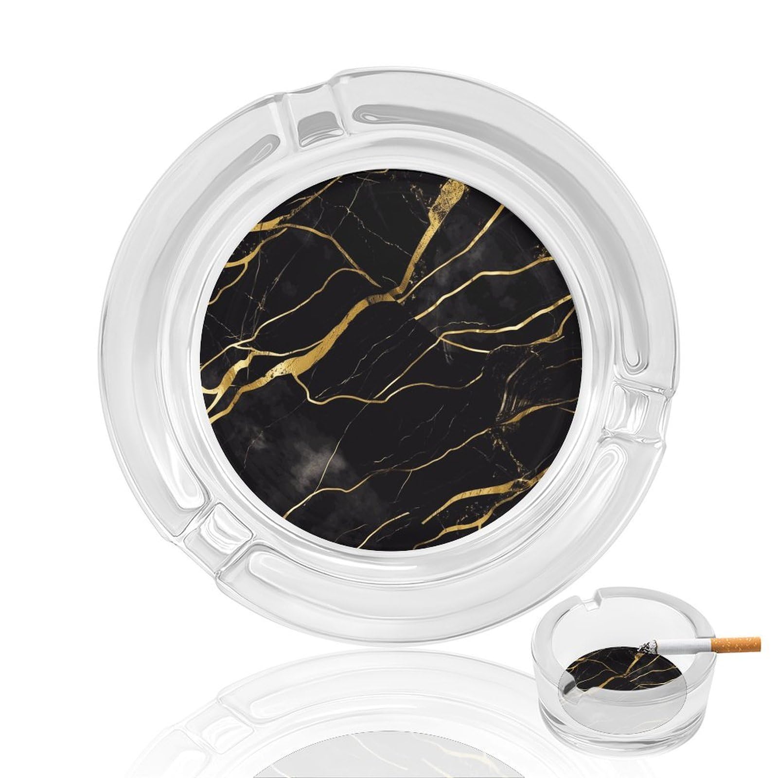 Cendrier en verre anti-odeur et facile à nettoyer au design marbré moderne