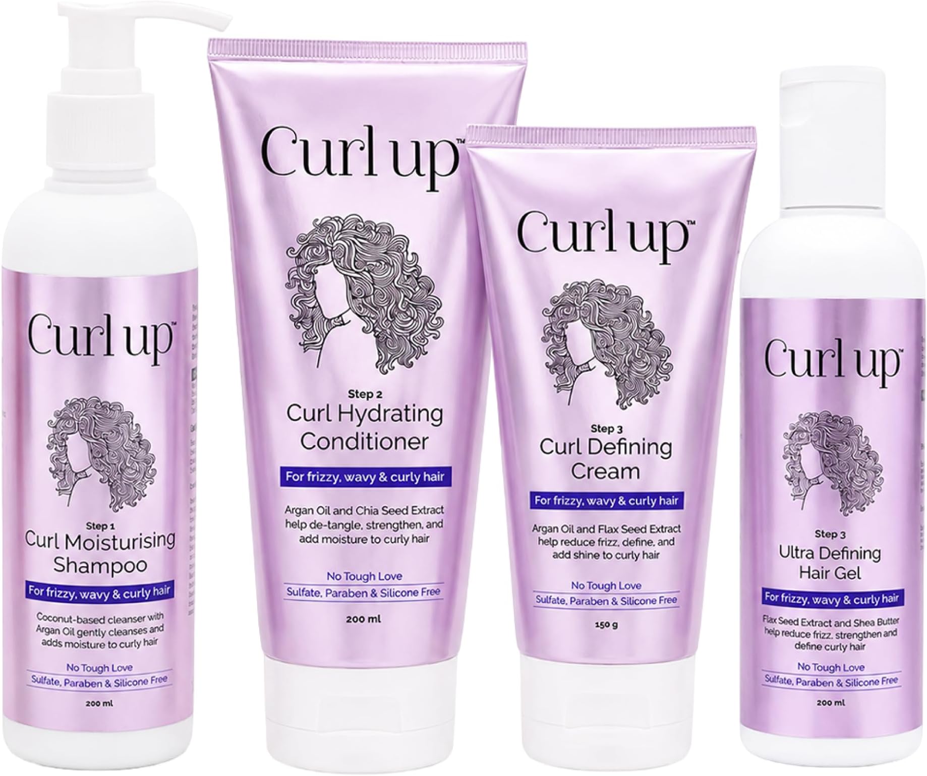 Ultra Defining Bundle with Curly Hair Shampoo , Conditioner , Leave in Curl Cream & Hair Gel | For Dry Frizzy ,Wavy & Curly Hair | Sulphate Paraben & Silicone Free- Combo of 4