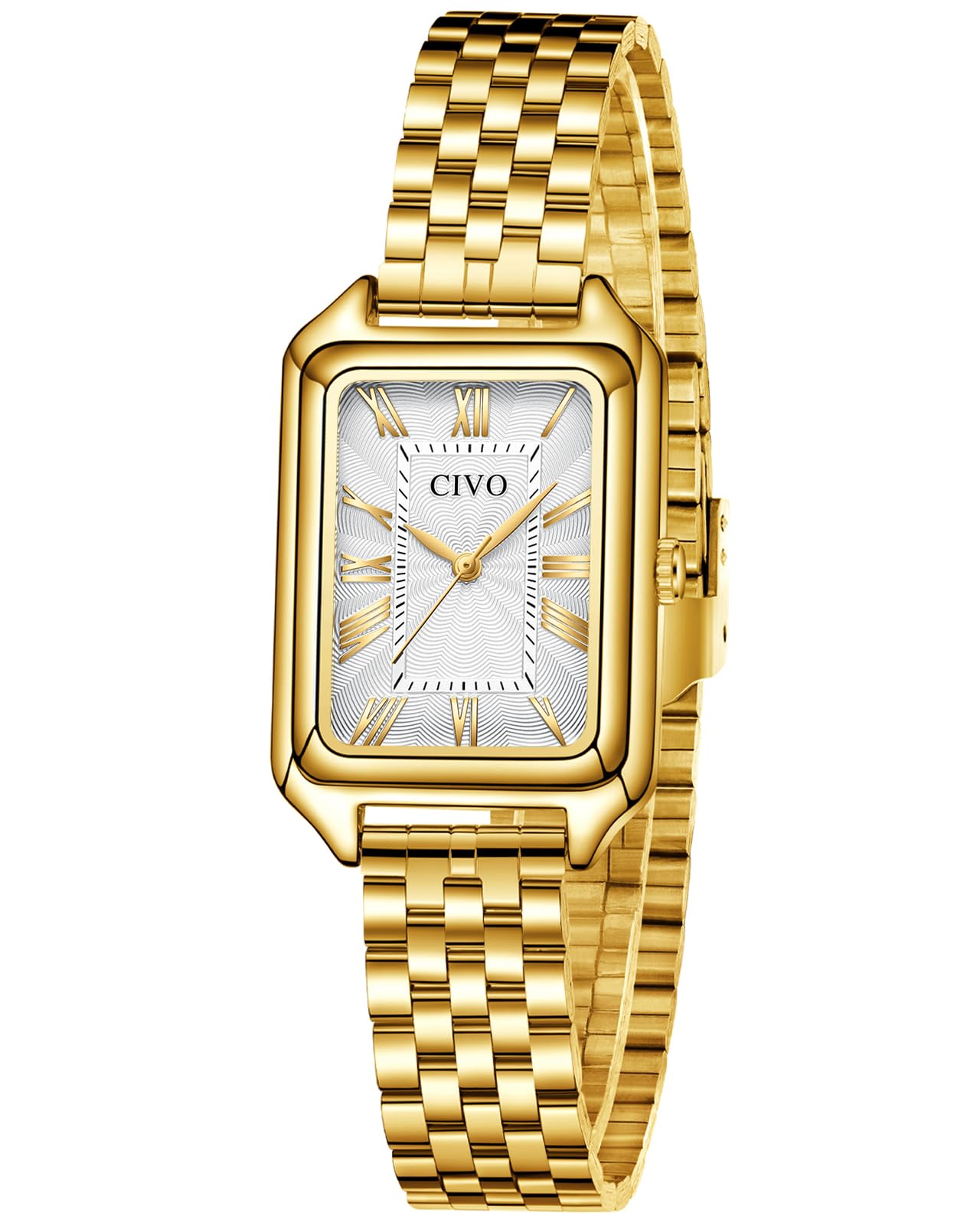 CIVO Vintage Armbanduhr Damen Römisches: Rechteckiges Gehäuse Analoge Damenuhr Gold Silber Edelstahl - Geschenke für Elegante Damen Mama Freundin