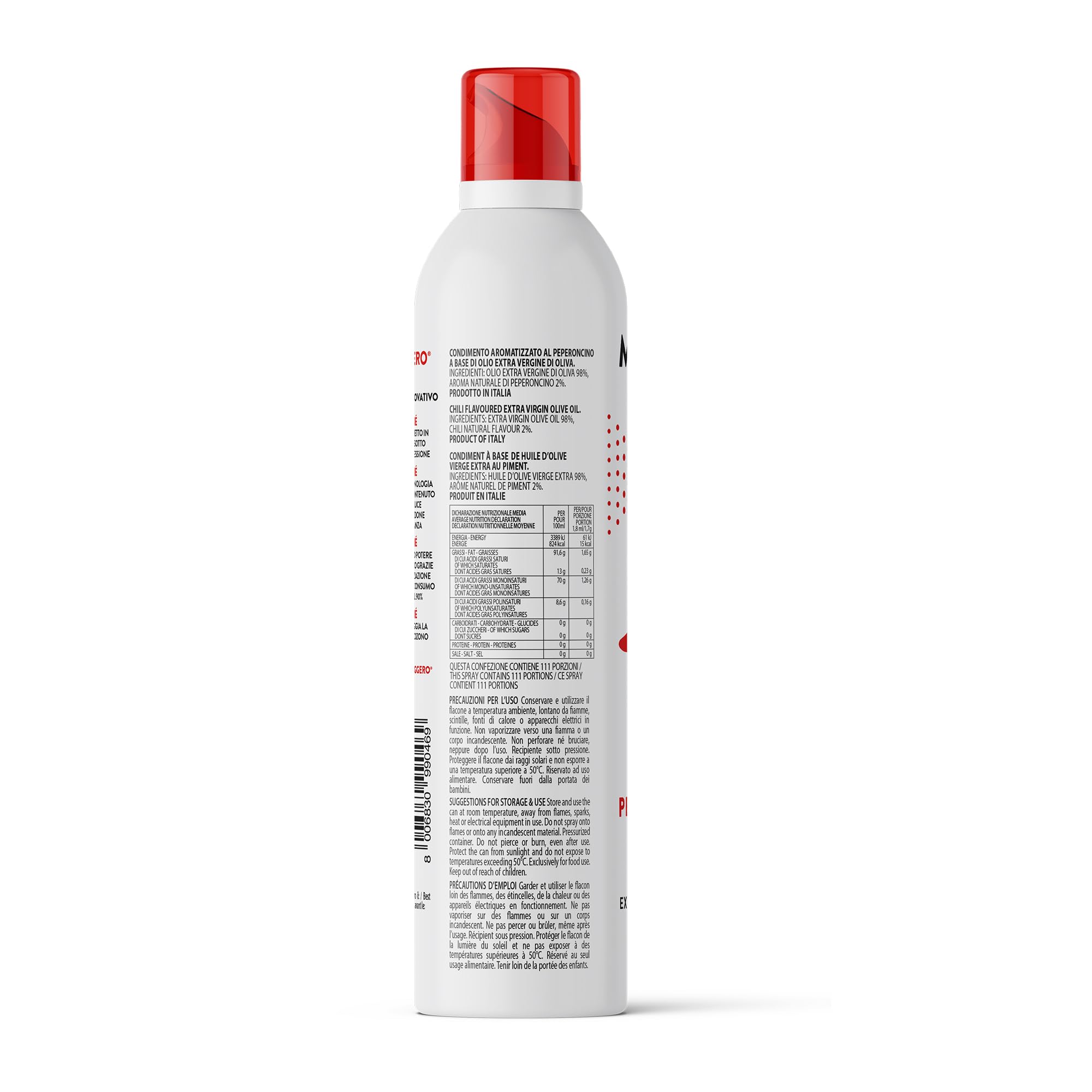 Peperoncino Spray in Olio Extra Vergine di Oliva 6x200ml - Olio Spray italiano – Sprayleggero – 100% Naturale,100% Leggero, 100% Facile - Con lo spray risparmi fino al 90% di prodotto