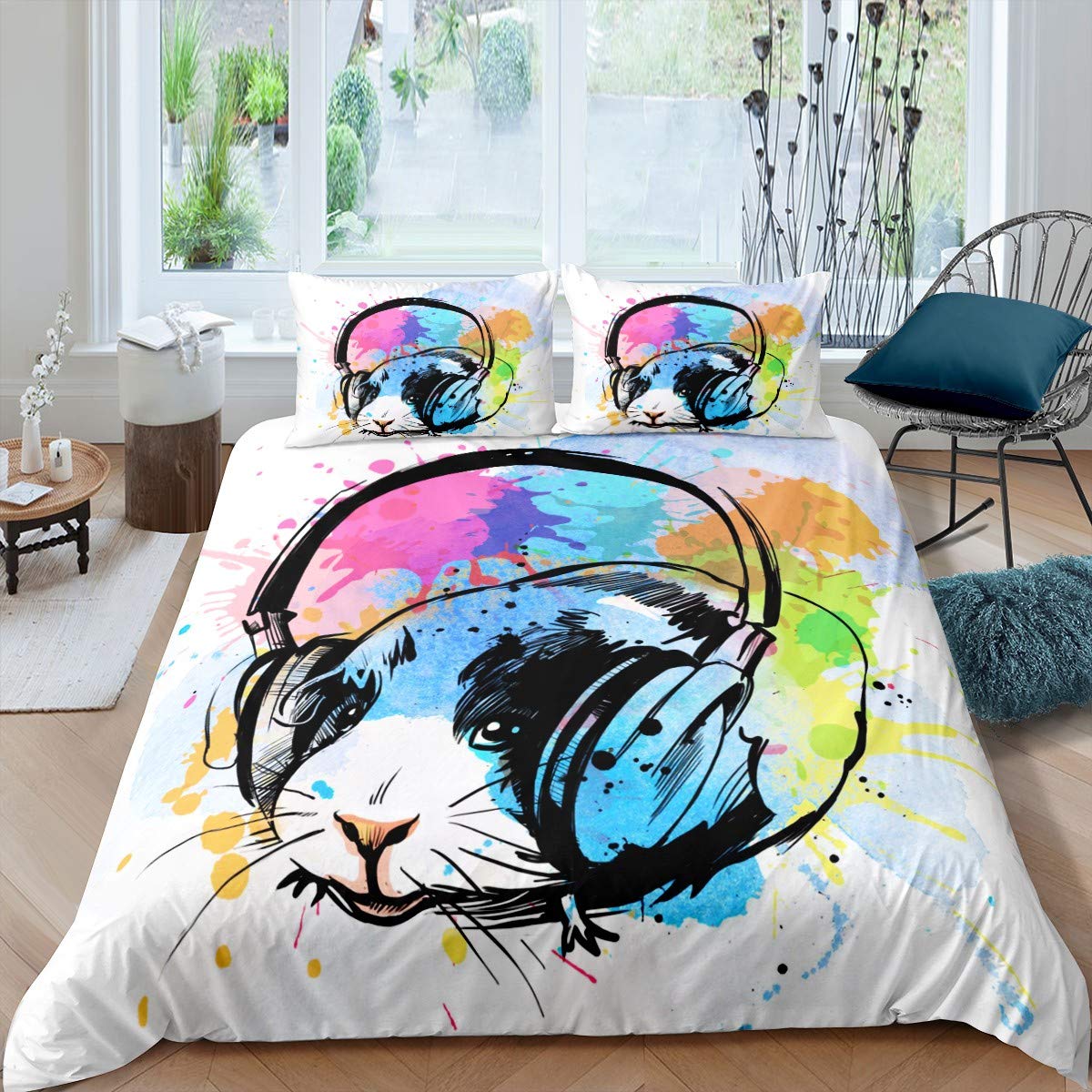 Housse de couette cochon d'inde respirante taille unique lit enfant cavy