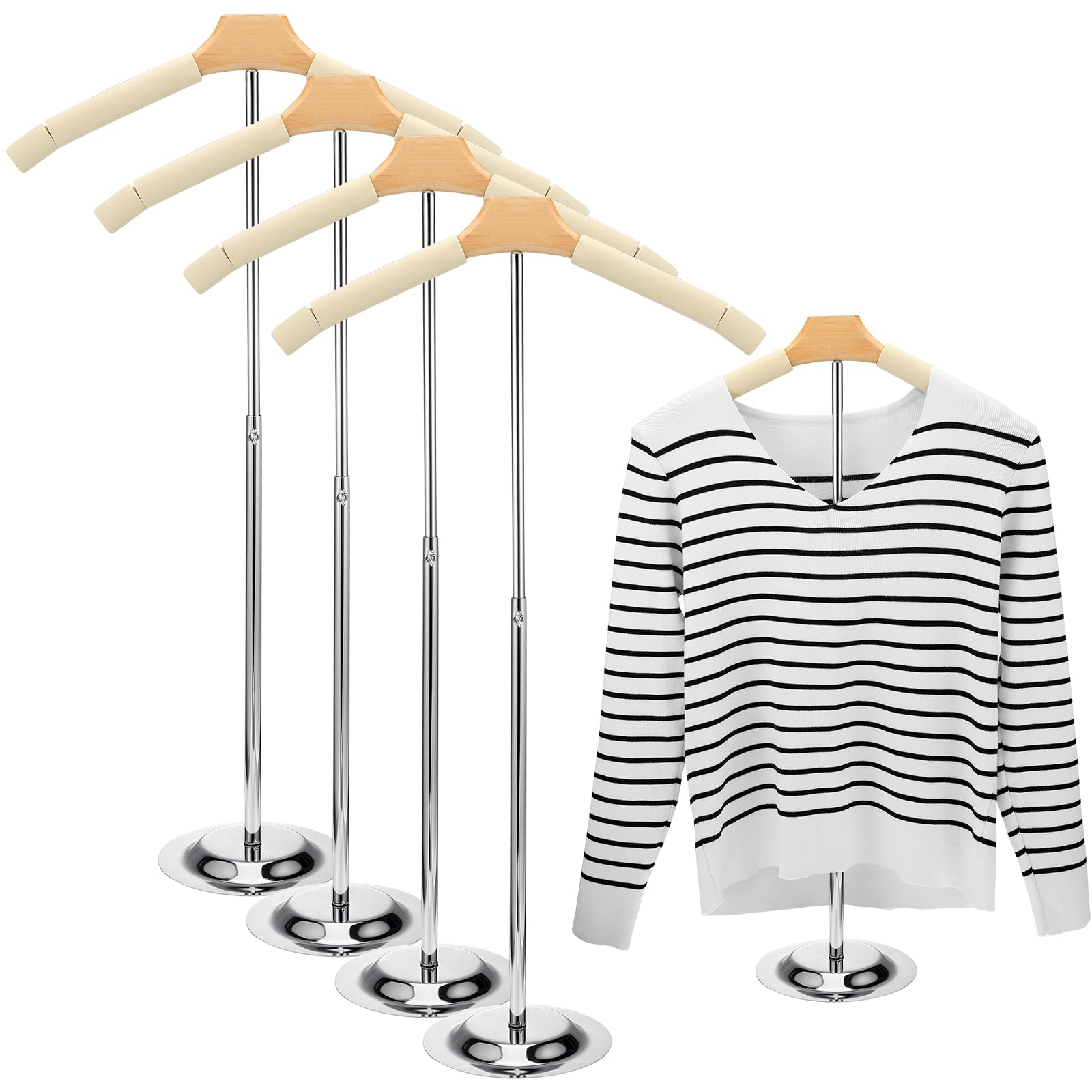 Soaoo Flexible Shoulder Stand Adjustable T Shirt Display Beige Coat Hanger Stand Portable Hanging Clothing Display Rack Garment Coat Holder for Retail Vendor, Height 16-27.9 Inch(4 Pcs)