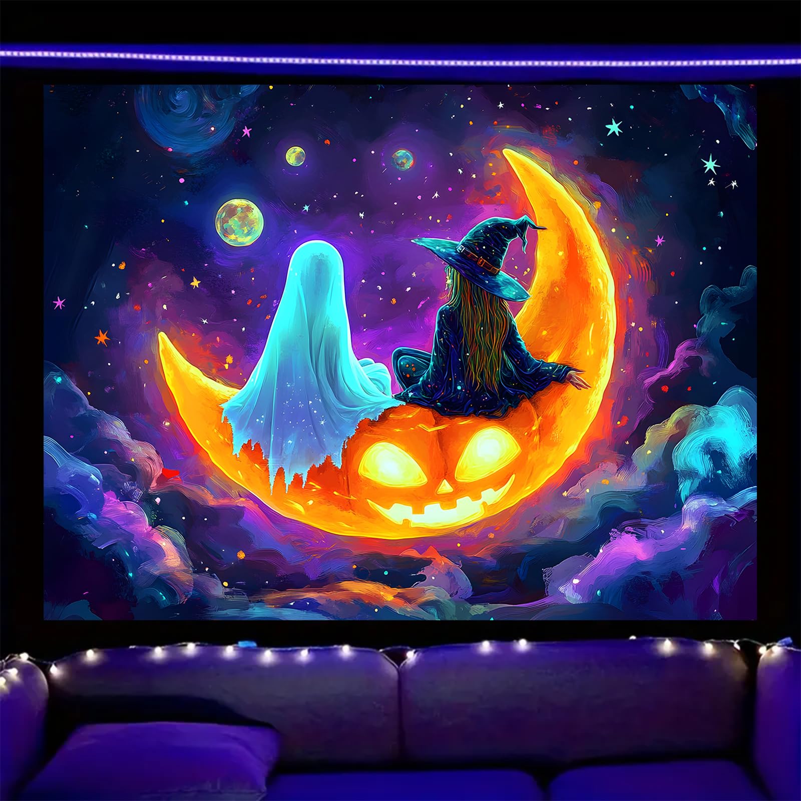 Nuxovilar Spooky Pumpkin Wall Tapestry Polyester 78.74x59.05 In