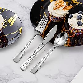 Goodluck 150 Pack Silver Plastic Forks, Heavy Duty Forks Disposable, Silver Plastic Cutlery Perfect for Weddings, Parties, Dinners