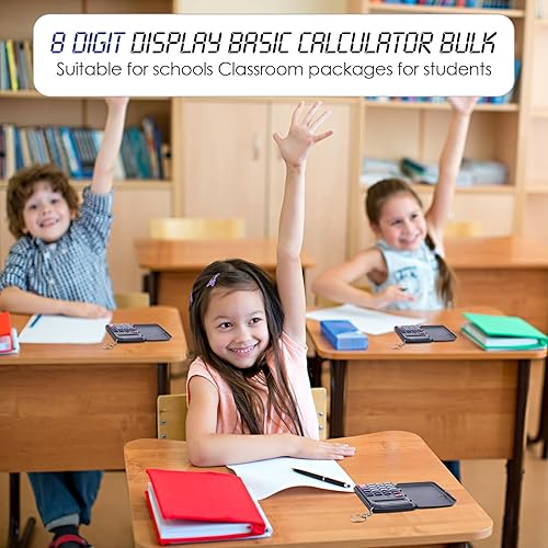 Miniatura 5 de 50 calculadoras para niños, suministros de aula a granel, calculadora de bolsillo básica, color negro, tamaño de bolsillo pequeño, para estudiantes