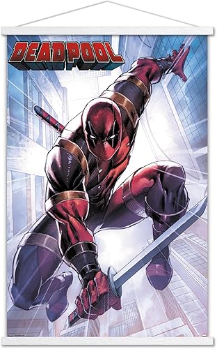 Miniatura 44 de Trends International Marvel Comics Deadpool - Póster de pared de ataque, 22.375 x 34 pulgadas, versión enmarcada en negro Versión enmarcada Barnwood