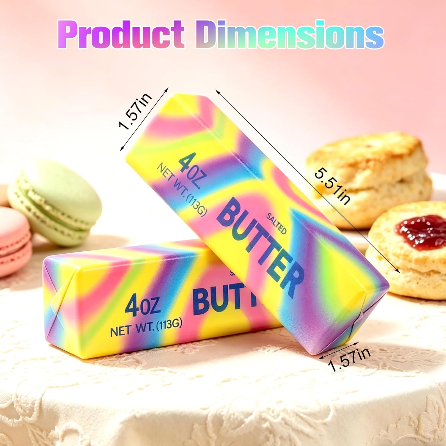 2pcs Slow Rising Dumpling Squishy Butter Squeeze Toys Pack, Soft and Stretchy Sensory Fidget Toys for Anxiety and Stress Relief, Party Favors (Dazzling Colors)