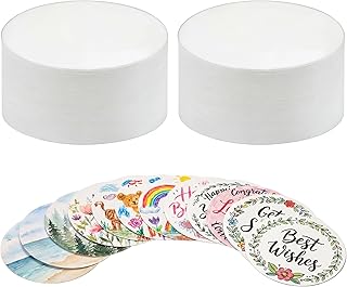 AmazingSpark 100 Pieces Round Blank Cards 300 GSM 3" Kraft Paper Cardstock Thick Paper Cutout Use for Painting Drawing, DIY Craft Projects, Homemade, Classroom Bulletin Board Decoration(White)