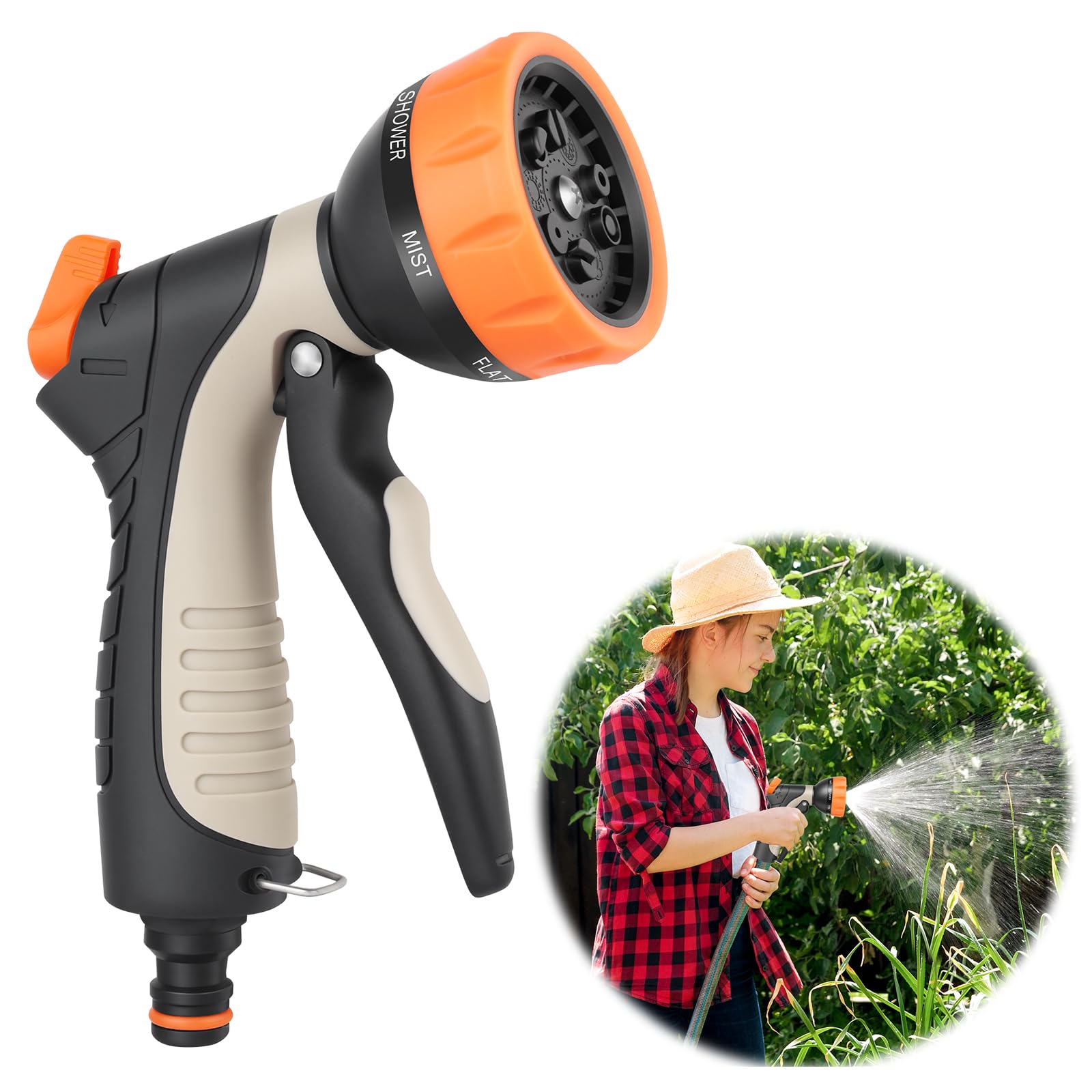 ANOMM Garden Hose Pipe Spray Gun, Water Hose Nozzle with 9 Spray Patterns