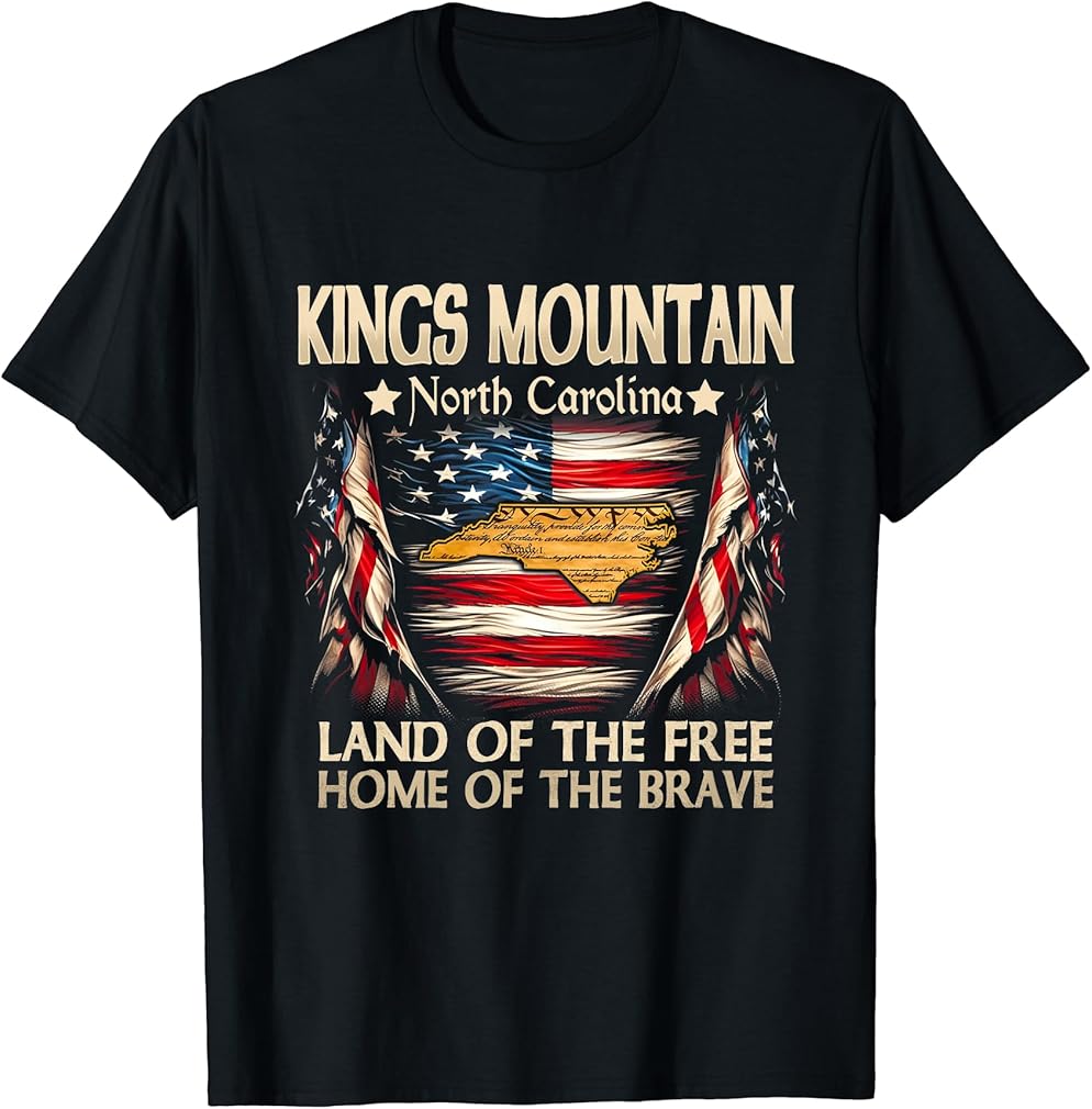 Kings Mountain North Carolina USA Flag 4th Of July T-Shirt for Women Kids Men